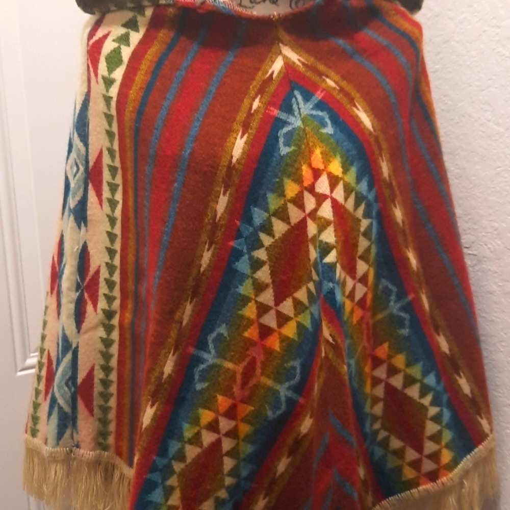Cozy Warm Ecuadorian Multi Color Poncho